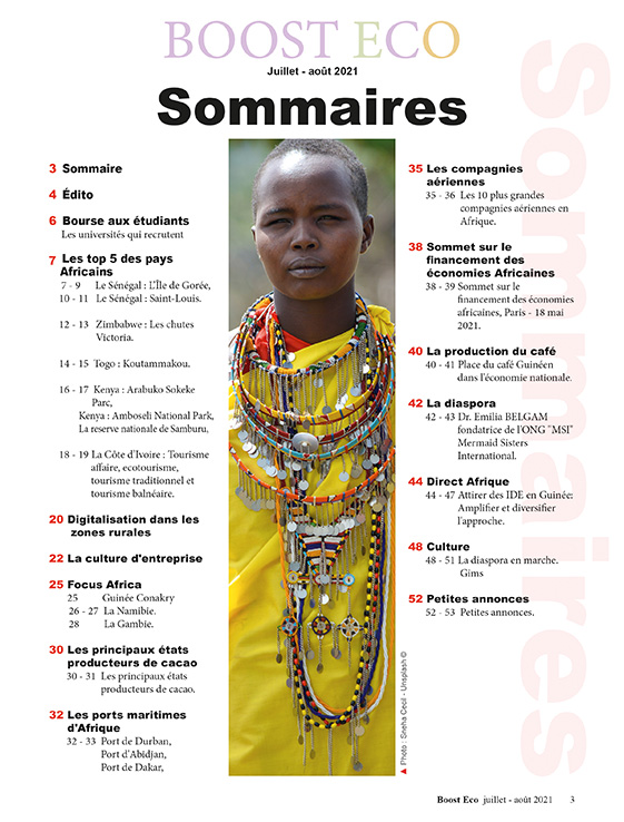 Page sommaires Boost Eco magazine juillet-août 2021