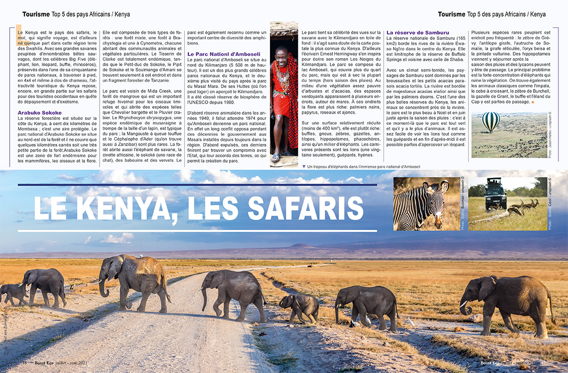 Le Kenya, Boost Eco magazine juillet-août 2021 pages 16-17