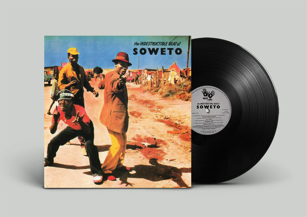 The Indestructable beat of Soweto - Earthworks Records Logo and Label design Babatunde Banjoko