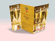 Recto plaquette 3D Menu réveillon de nouvel an